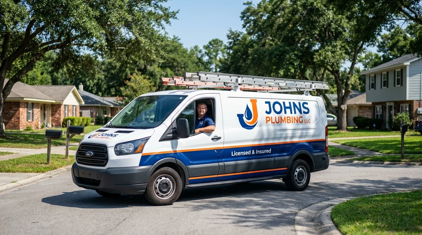 Johns Plumbing LLC service van in Lexington Park, MD