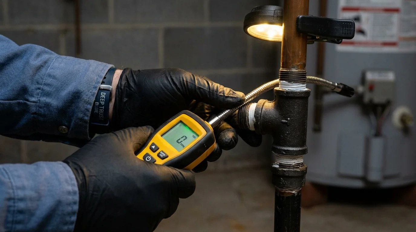 Gas leak detection with electronic sniffer by Johns Plumbing LLC in Lexington Park