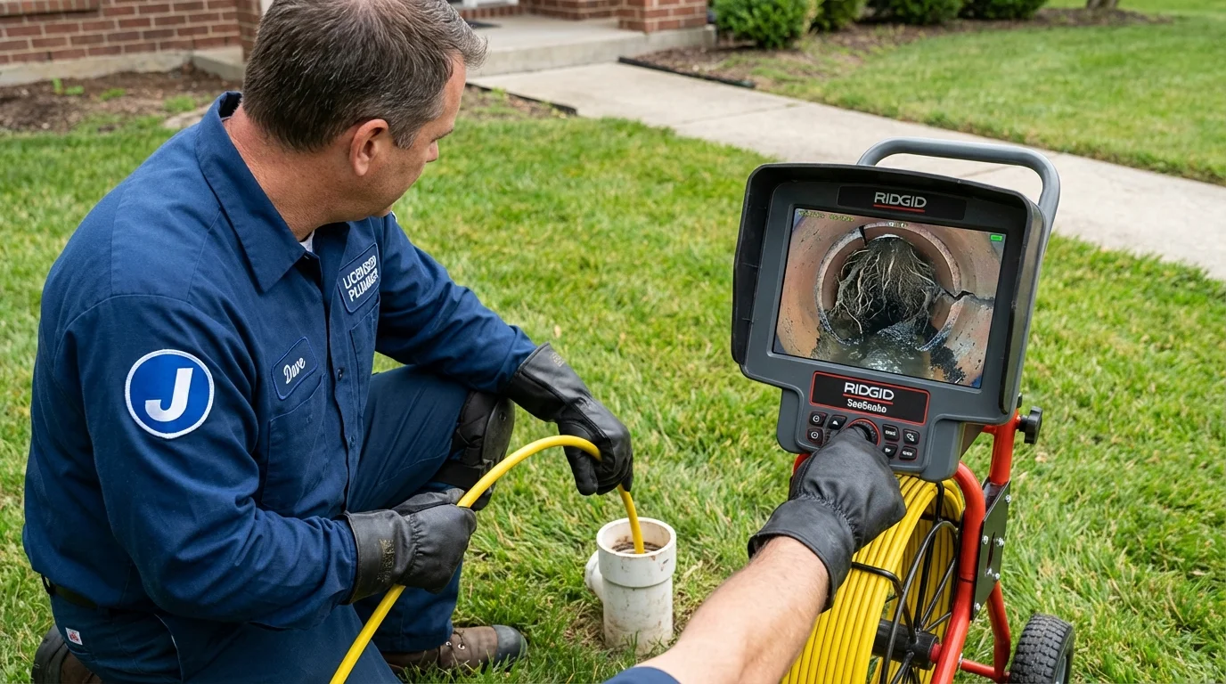 Sewer camera inspection being performed by Johns Plumbing LLC in Lexington Park